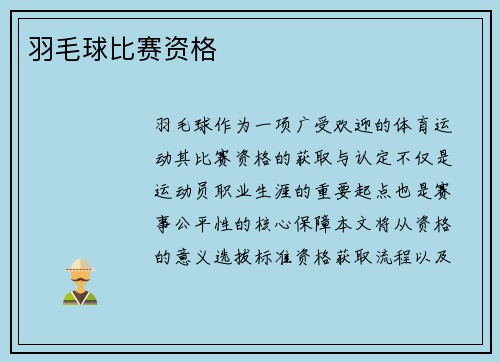 羽毛球比赛资格